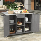 52.25 Outdoor Kitchen Island with Stainless Steel Top, Ample Storage Space, Towel and Spice Racks and a Bottle Opener
