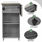 52.25 Outdoor Kitchen Island with Stainless Steel Top, Ample Storage Space, Towel and Spice Racks and a Bottle Opener