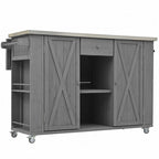 52.25 Outdoor Kitchen Island with Stainless Steel Top, Ample Storage Space, Towel and Spice Racks and a Bottle Opener