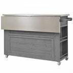52.25 Outdoor Kitchen Island with Stainless Steel Top, Ample Storage Space, Towel and Spice Racks and a Bottle Opener