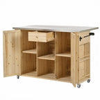 52.25 Outdoor Kitchen Island with Stainless Steel Top, Ample Storage Space, Towel and Spice Racks and a Bottle Opener