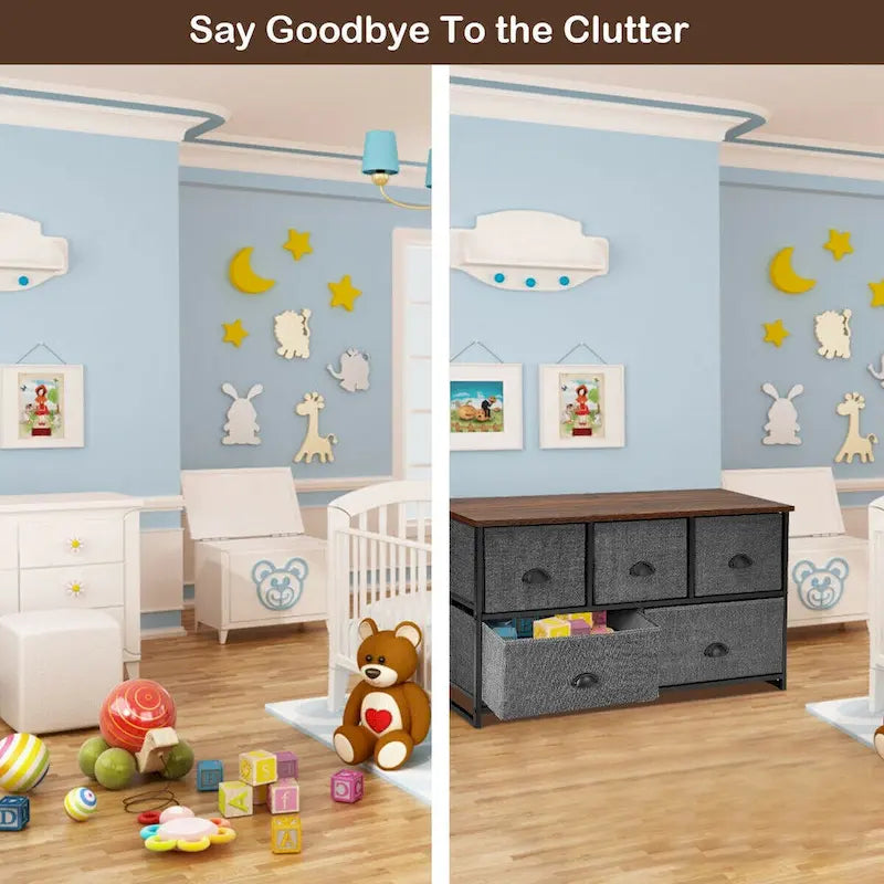 5 Drawers Dresser Storage Unit Side Table Display Organizer Dorm