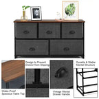 5 Drawers Dresser Storage Unit Side Table Display Organizer Dorm