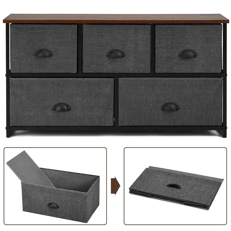 5 Drawers Dresser Storage Unit Side Table Display Organizer Dorm