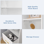 VECELO 70.9 Inches Tall Bathroom Narrow Linen Cabinet, 8 Tiers Solid Wood Freestanding Storage Cabinet