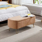 Faux Fur Entryway Bench Padded with Storage