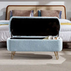 Faux Fur Entryway Bench Padded with Storage