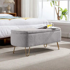 Faux Fur Entryway Bench Padded with Storage