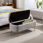 Faux Fur Entryway Bench Padded with Storage