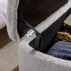 Faux Fur Entryway Bench Padded with Storage