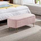 Faux Fur Entryway Bench Padded with Storage