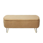 Faux Fur Entryway Bench Padded with Storage