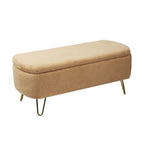 Faux Fur Entryway Bench Padded with Storage
