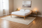 Mid-Century Modern Honey Oak Finished Wood Full Size Bed Frame