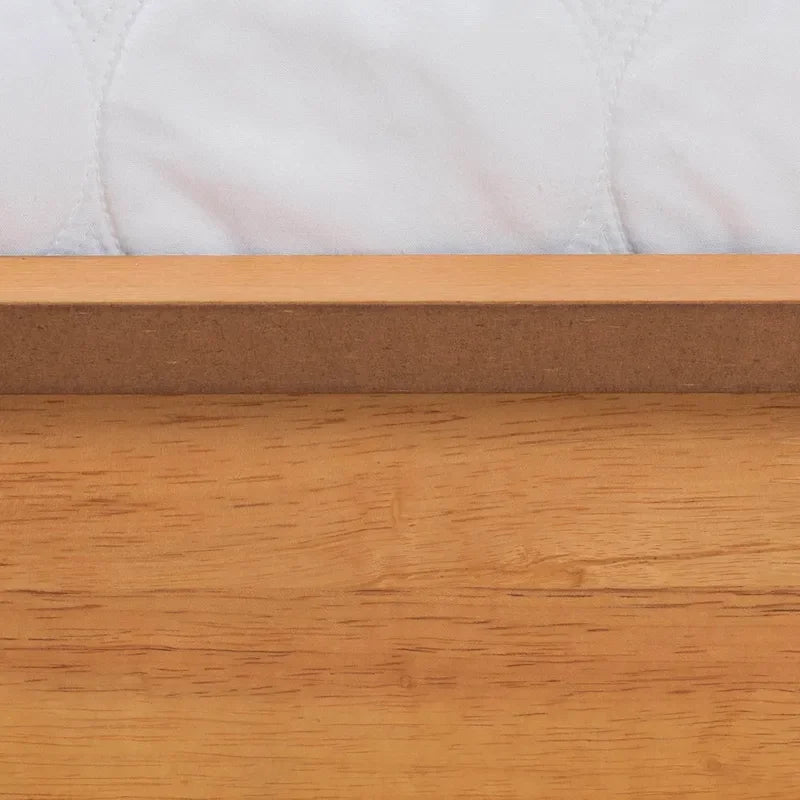Mid-Century Modern Honey Oak Finished Wood Full Size Bed Frame
