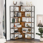 L-Shaped Corner 7-Tier Bookcase
