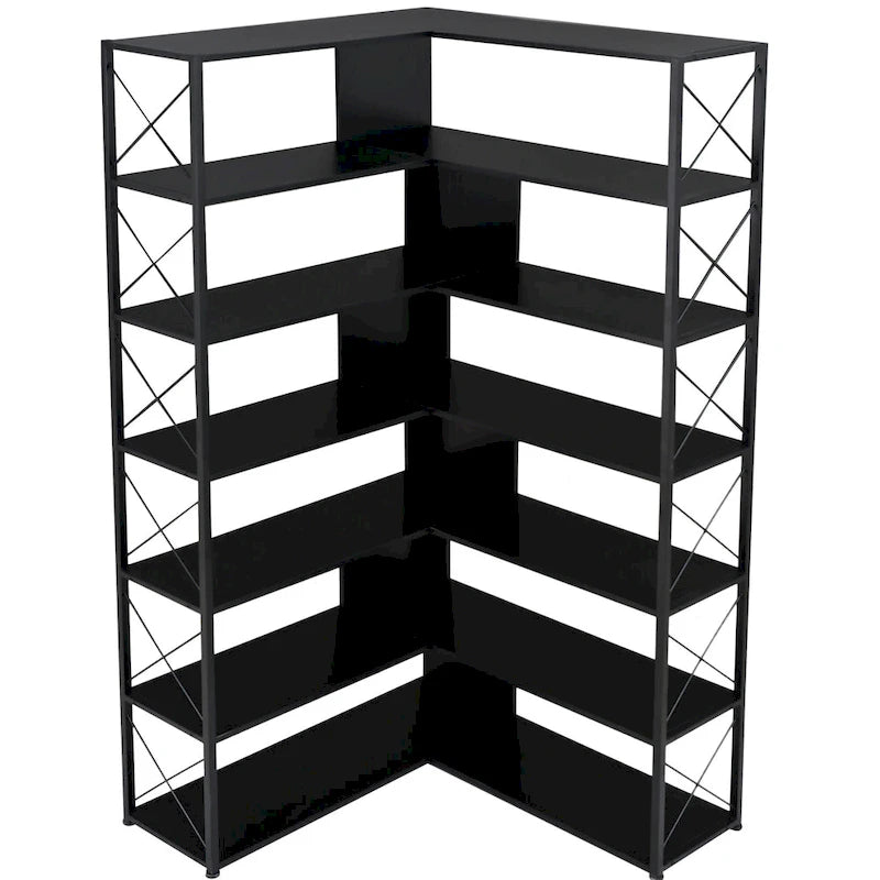L-Shaped Corner 7-Tier Bookcase