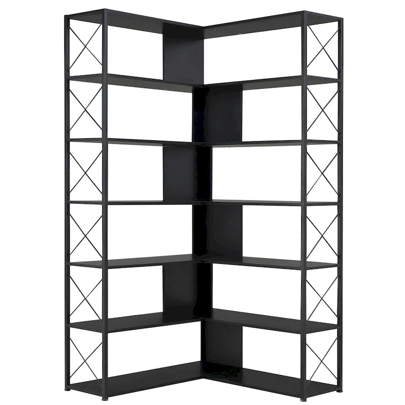 L-Shaped Corner 7-Tier Bookcase
