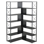 L-Shaped Corner 7-Tier Bookcase