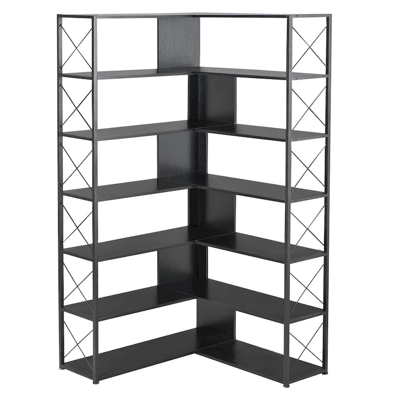 L-Shaped Corner 7-Tier Bookcase