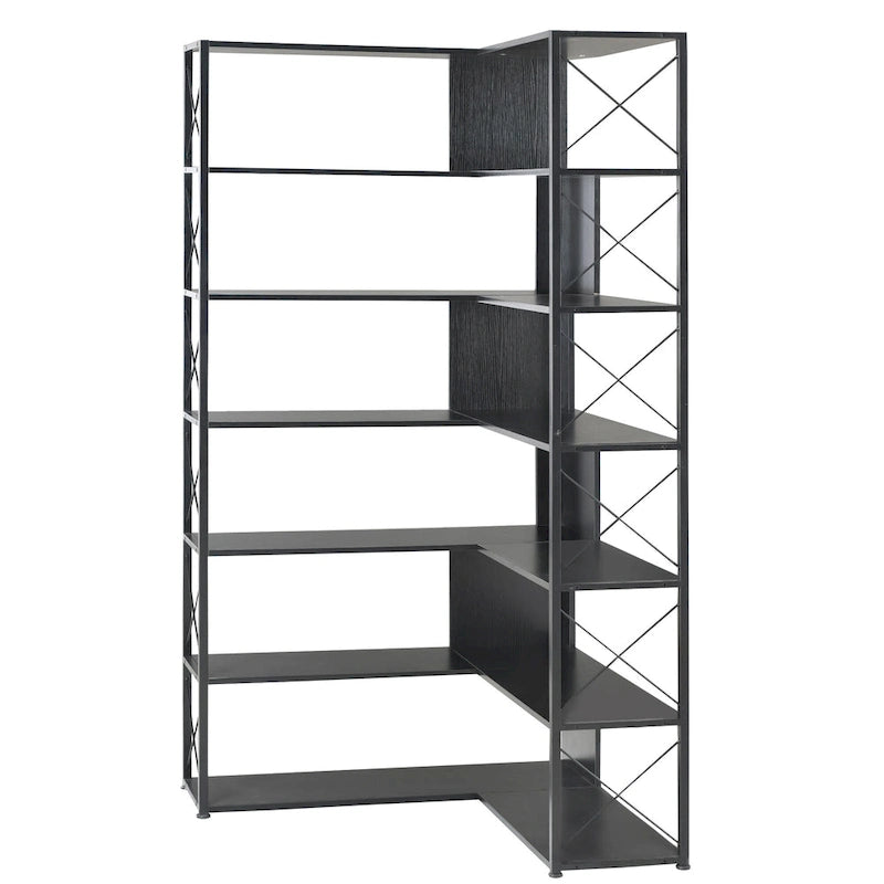 L-Shaped Corner 7-Tier Bookcase