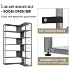 L-Shaped Corner 7-Tier Bookcase