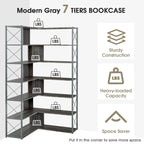 L-Shaped Corner 7-Tier Bookcase