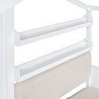 Twin Size House Bed with Sofa, Kids Platform Bed with Two Drawers and Storage Shelf, Gray