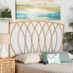 Modern Bohemian Natural Rattan Wall-mountable Headboard-Queen