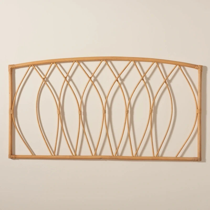 Modern Bohemian Natural Rattan Wall-mountable Headboard-Queen
