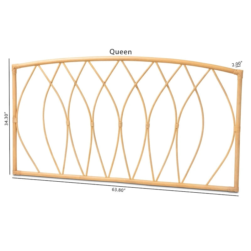Modern Bohemian Natural Rattan Wall-mountable Headboard-Queen