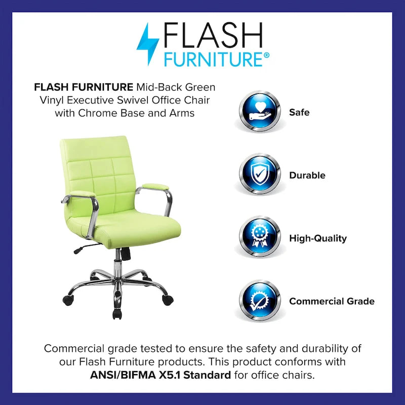 Mid-back Chrome/Vinyl Executive Swivel Office Chair