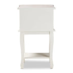 Antique French Country Cottage Two-Tone White and Oak Finished 2-Drawer Wood End Table