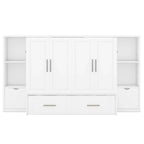 Queen Size Murphy Bed with Shelves, Drawers and USB Ports,Gray
