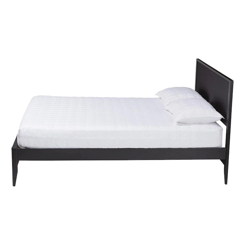 Mid-Century Fluted Wood Platform Bed