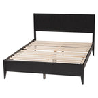 Mid-Century Fluted Wood Platform Bed