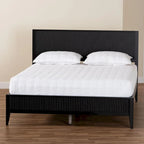 Mid-Century Fluted Wood Platform Bed