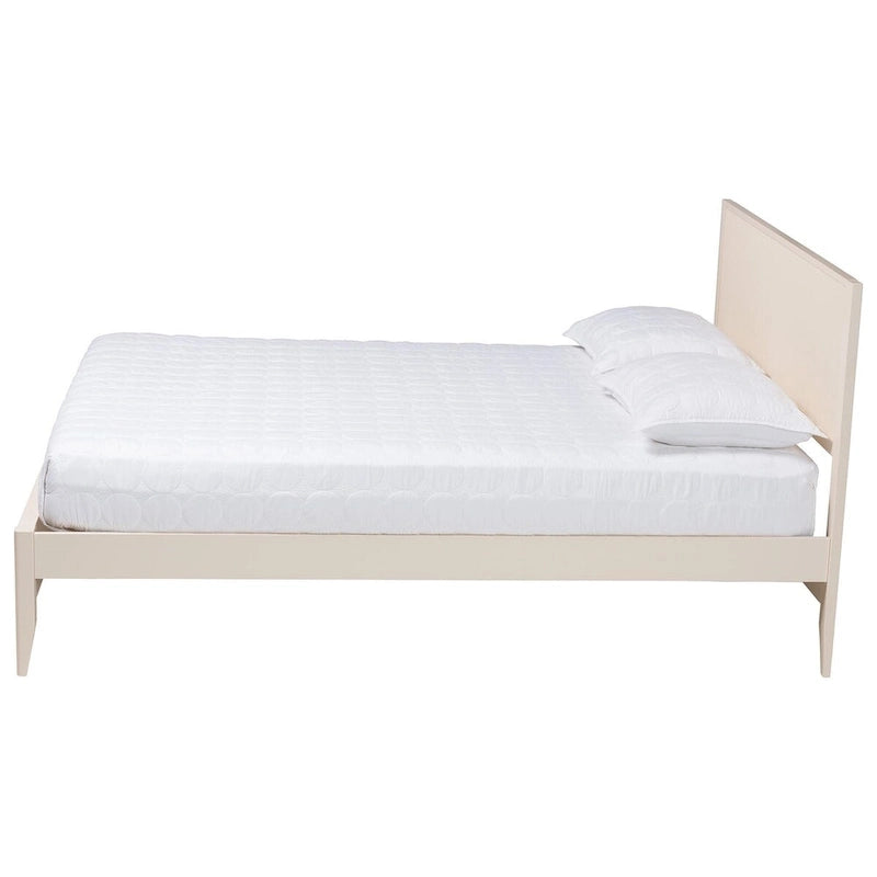 Mid-Century Fluted Wood Platform Bed