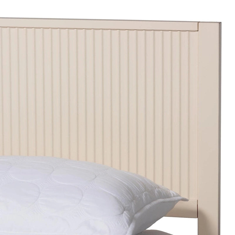 Mid-Century Fluted Wood Platform Bed