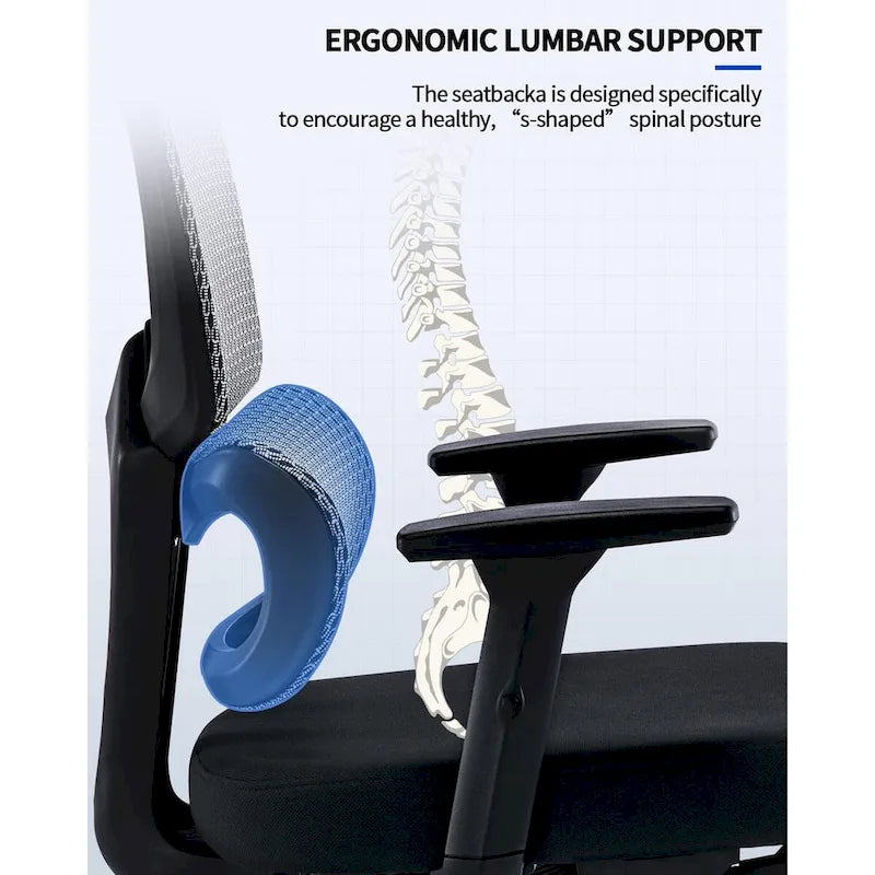 Ergonomic Office Chair with Foot Rest, Rubber Wheels Desk Chair
