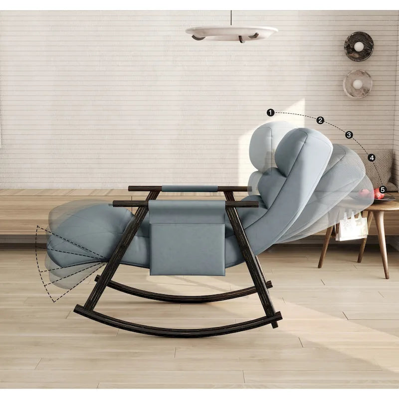 Velvet Rocking Chair With Foot Rest