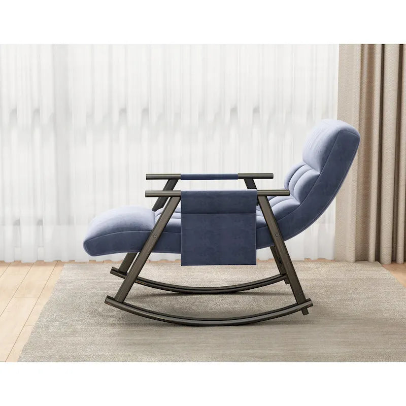 Velvet Rocking Chair With Foot Rest