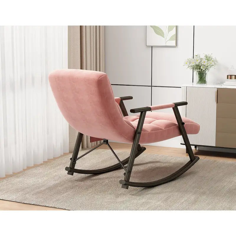 Velvet Rocking Chair With Foot Rest