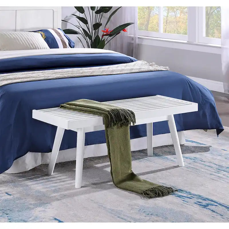 Solid Wood Slatted Bench