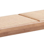 51 Inch Dining Bench, Transitional Woven Rattan, Natural Brown Wood
