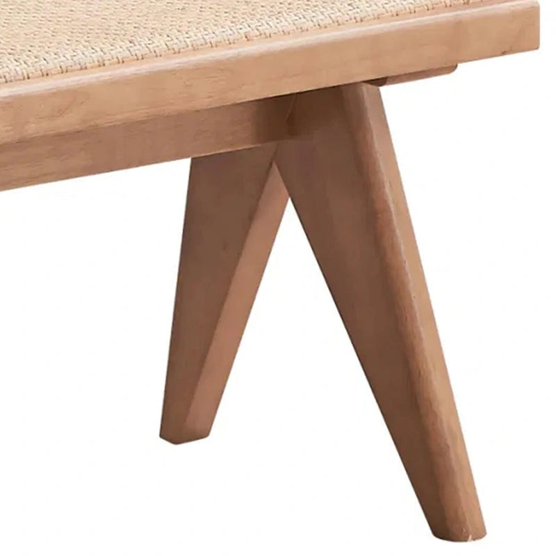 51 Inch Dining Bench, Transitional Woven Rattan, Natural Brown Wood