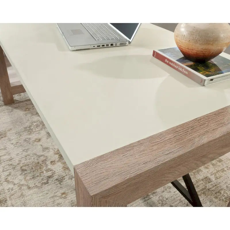 Modern Farmhouse Executive Desk, 66 Inch, Brushed Oak