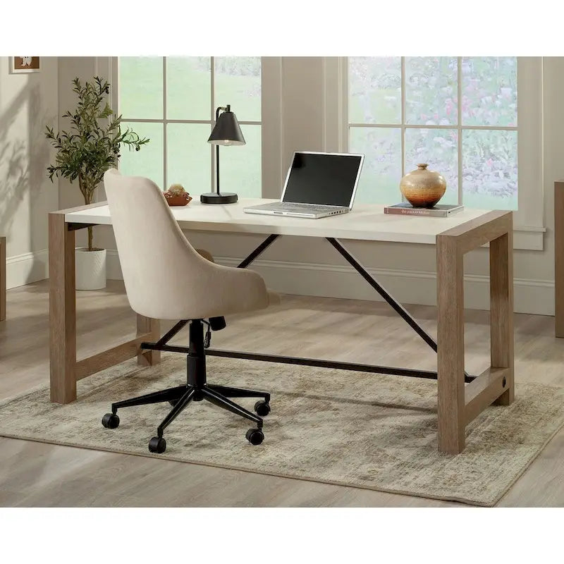 Modern Farmhouse Executive Desk, 66 Inch, Brushed Oak