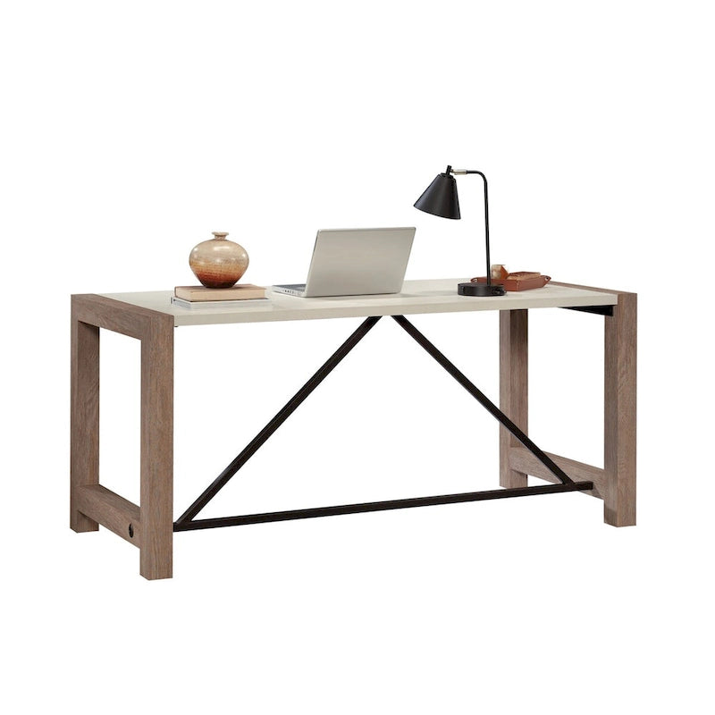 Modern Farmhouse Executive Desk, 66 Inch, Brushed Oak