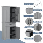 Tall Bathroom Storage Cabinet with Drawers and Adjustable Shelf